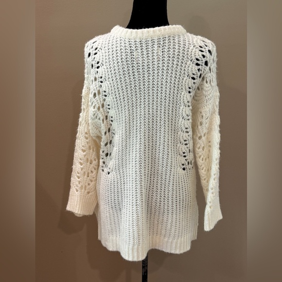 Women’s ANTHROPOLOGIE PILCRO Devenne Pointelle Knit Sweater oversized Size Small - Picture 4 of 9